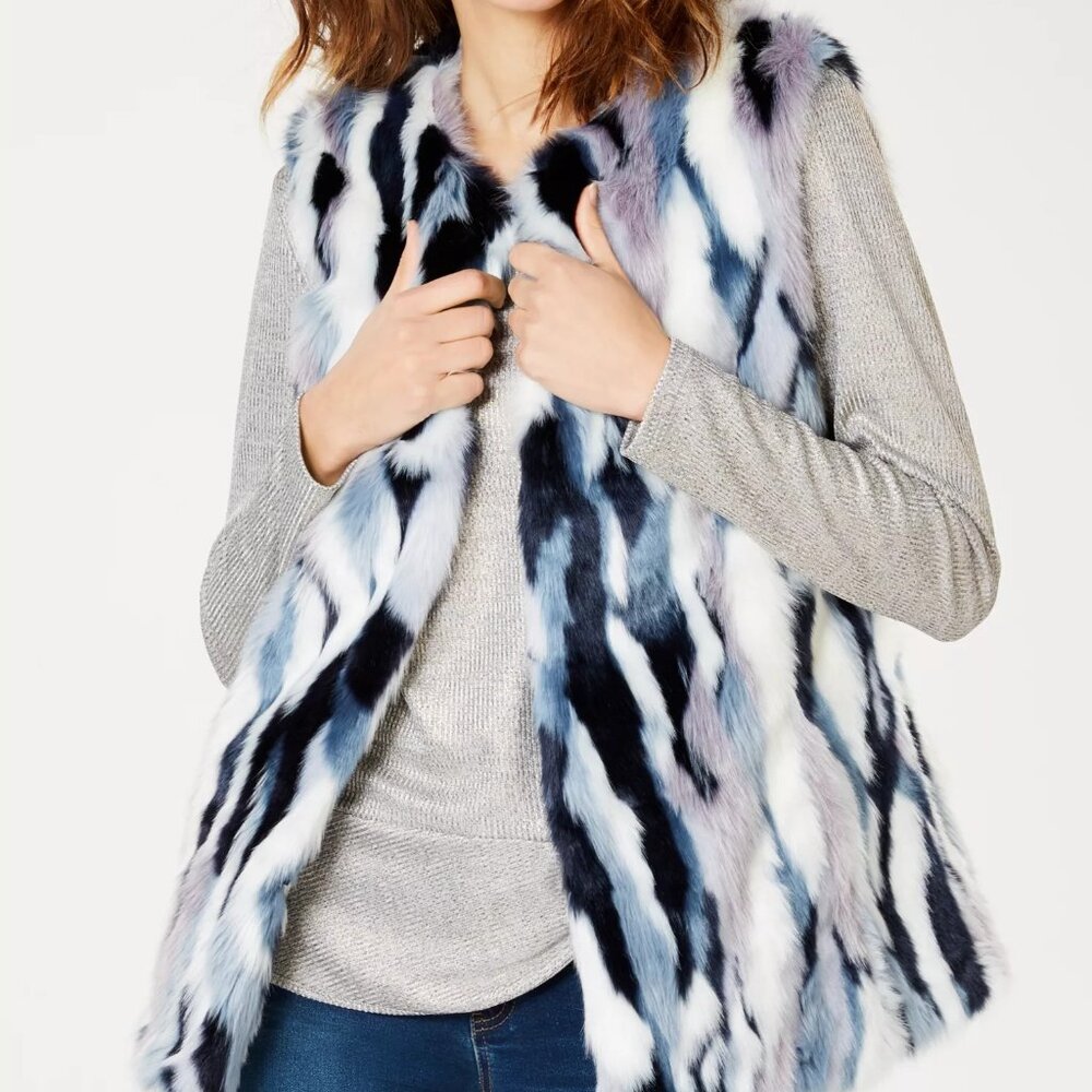 I.N.C. Patchwork Faux-Fur Vest